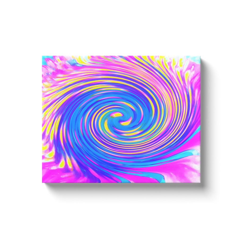Canvas Wrapped Art Prints, Cool Abstract Pink Blue and Yellow Twirl