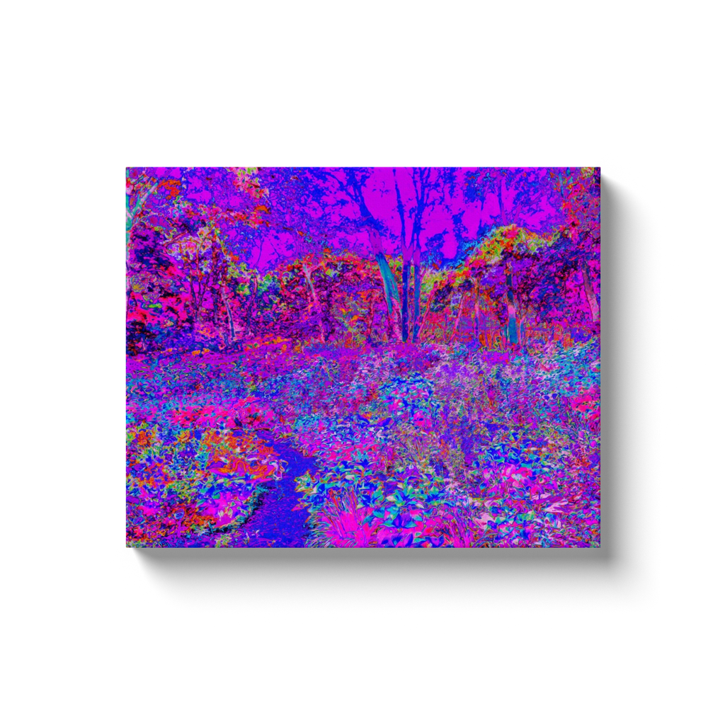 Canvas Wrapped Art Prints, Psychedelic Impressionistic Purple Garden Landscape