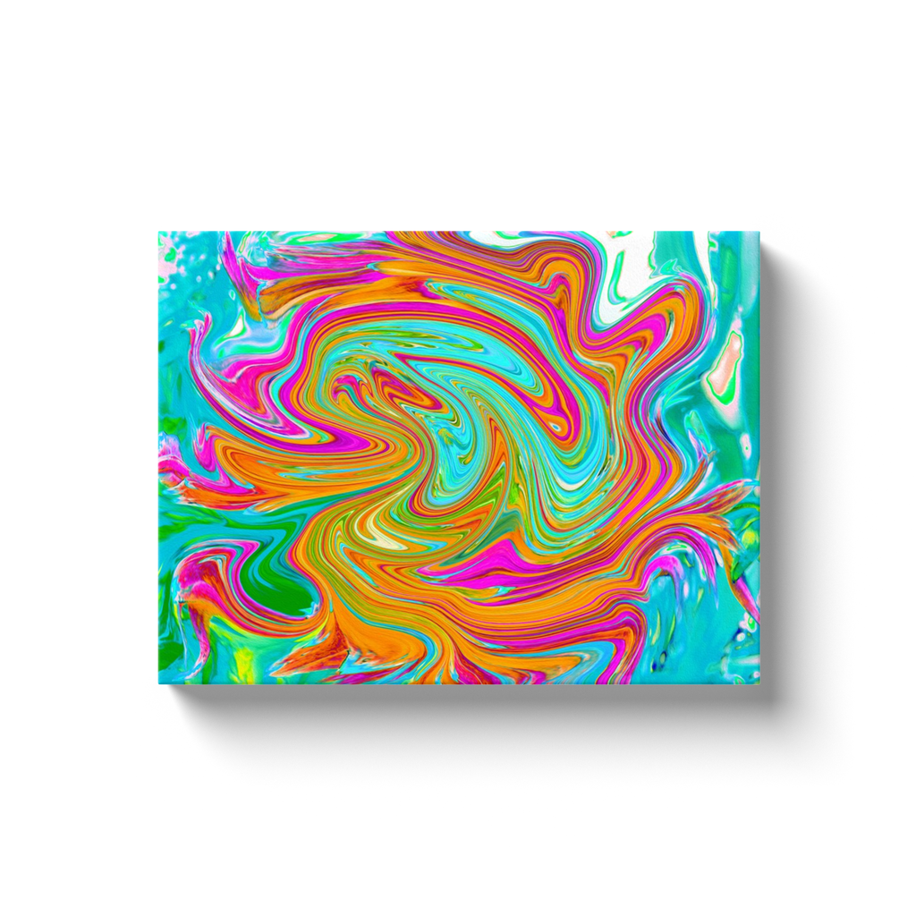 Canvas Wraps, Blue, Orange and Hot Pink Groovy Abstract Retro Art