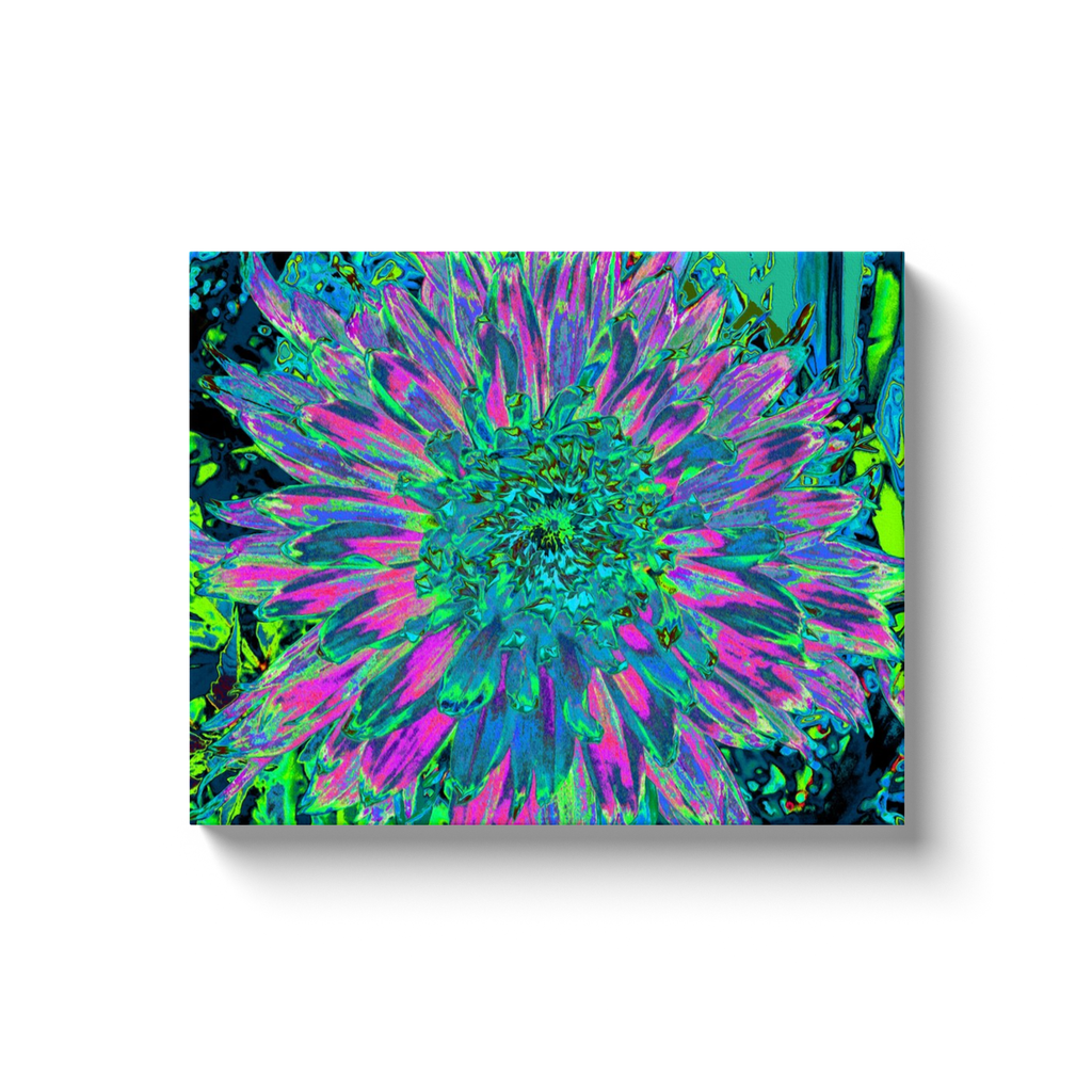 Canvas Wraps, Psychedelic Magenta, Aqua and Lime Green Dahlia