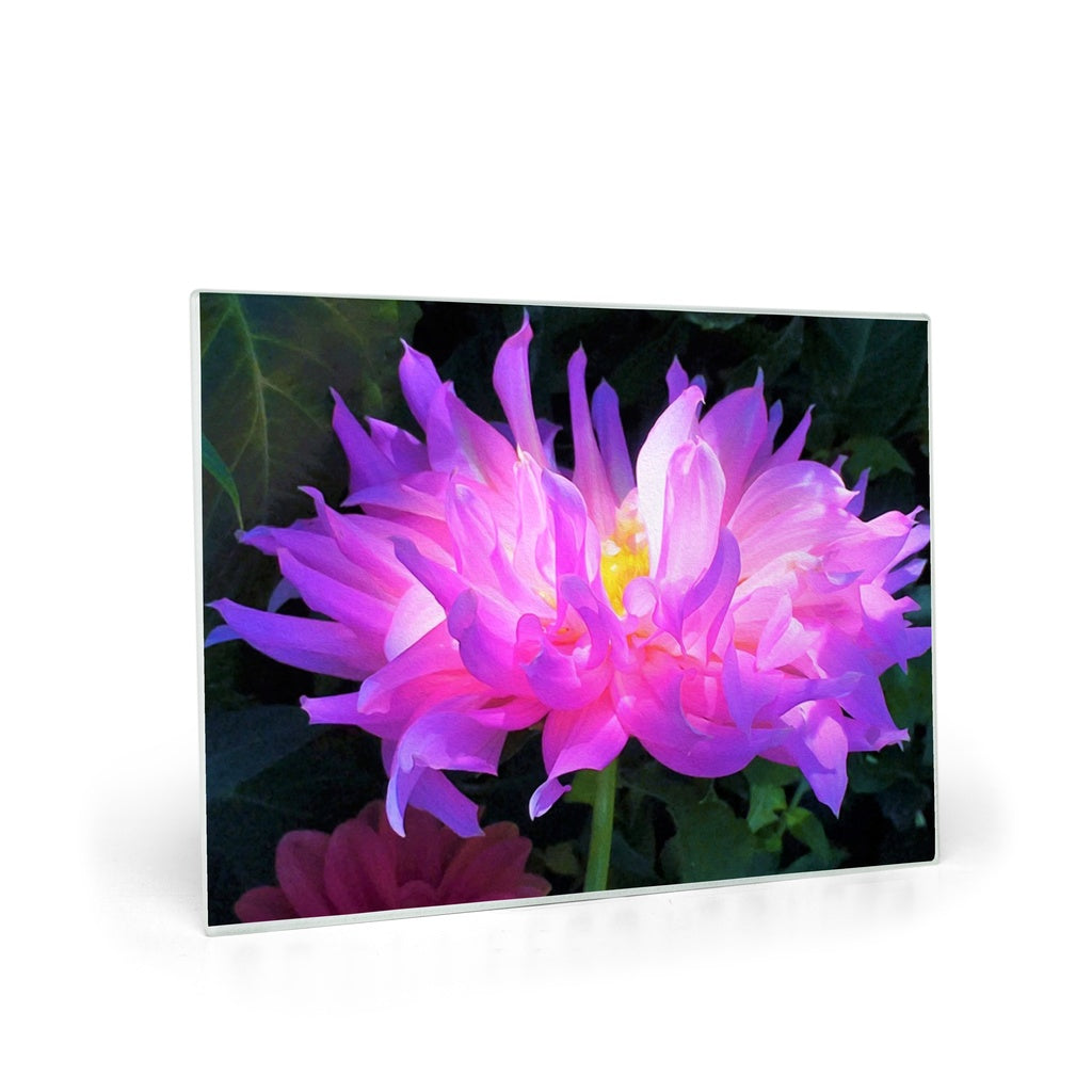 Glass Cutting Board, Stunning Pink and Purple Cactus Dahlia