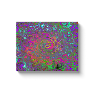Canvas Wrapped Art Prints, Trippy Hot Pink Abstract Retro Liquid Swirl