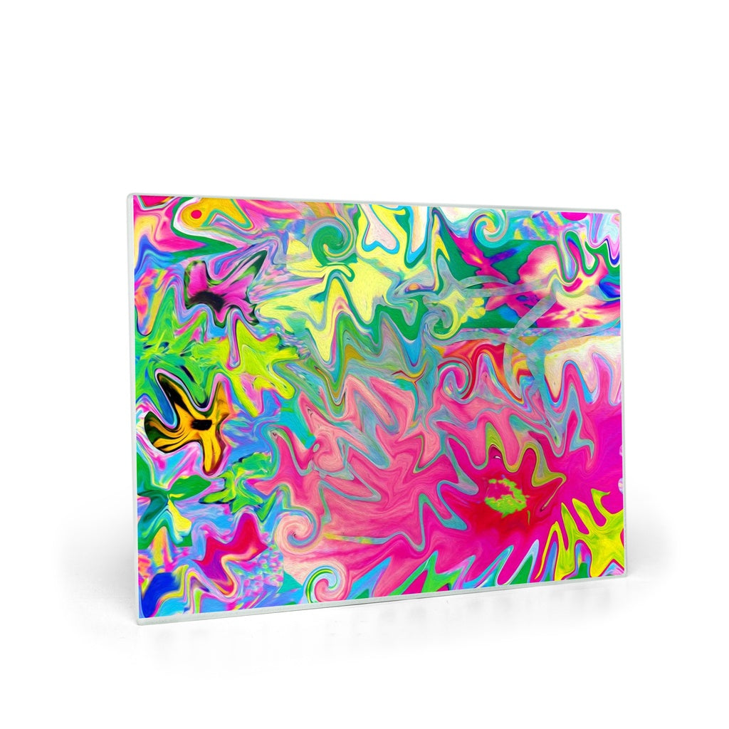 Glass Cutting Boards, Colorful Flower Garden Abstract Collage
