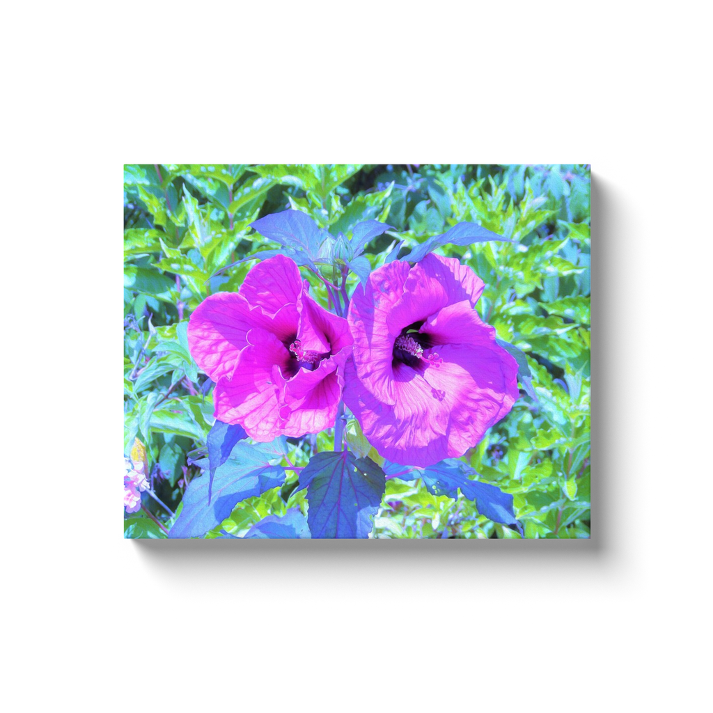 Canvas Wrapped Art Prints, Ultra-Violet Plum Crazy Purple Hibiscus Flowers