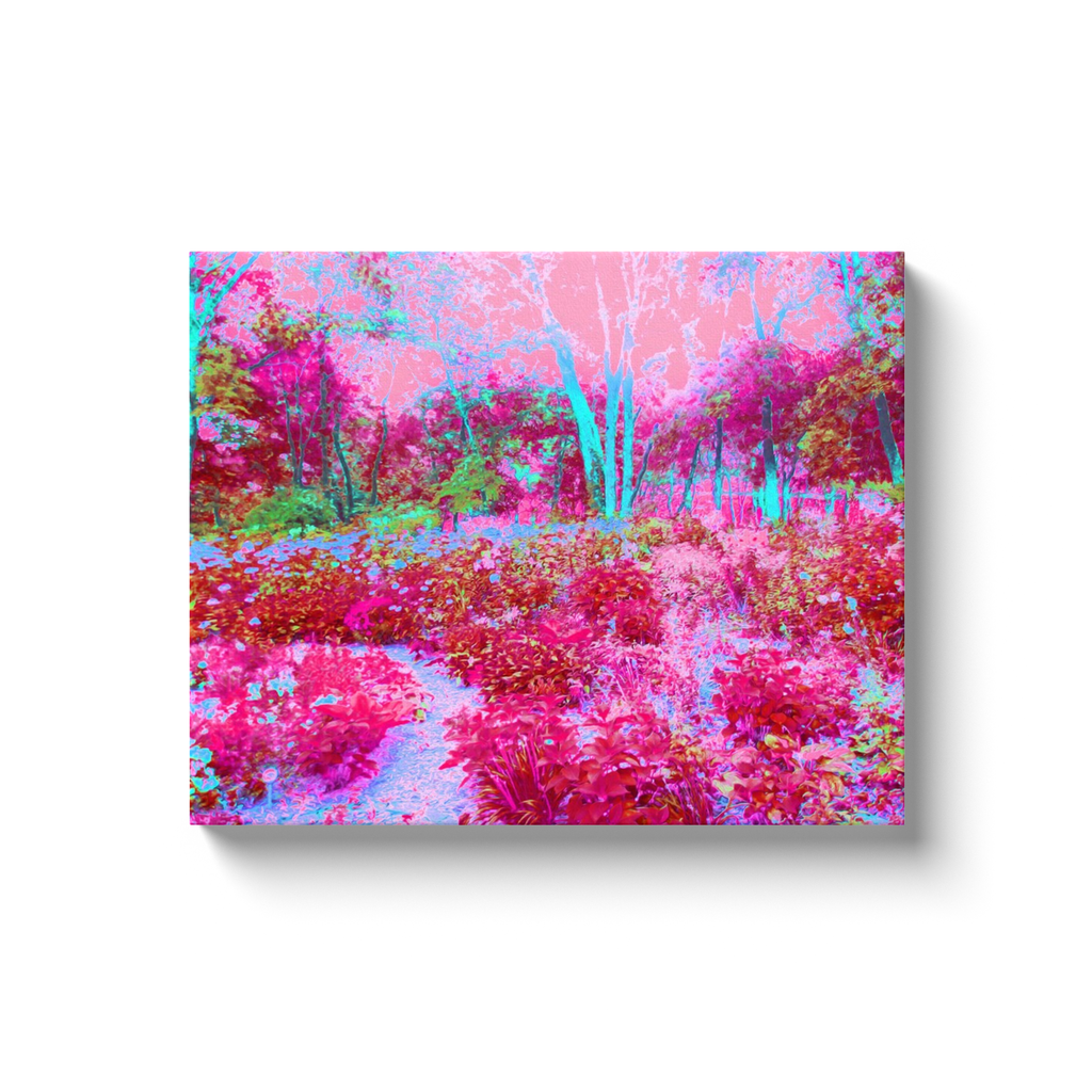 Canvas Wrapped Art Prints, Impressionistic Red and Pink Garden Landscape