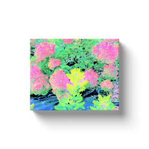 Canvas Wraps, Pink Hydrangea Garden with Yellow Foliage