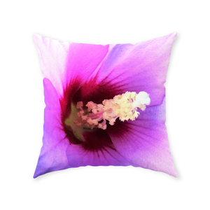 Floral Floor Pillows, Stunning Pink Hibiscus with Crimson Center