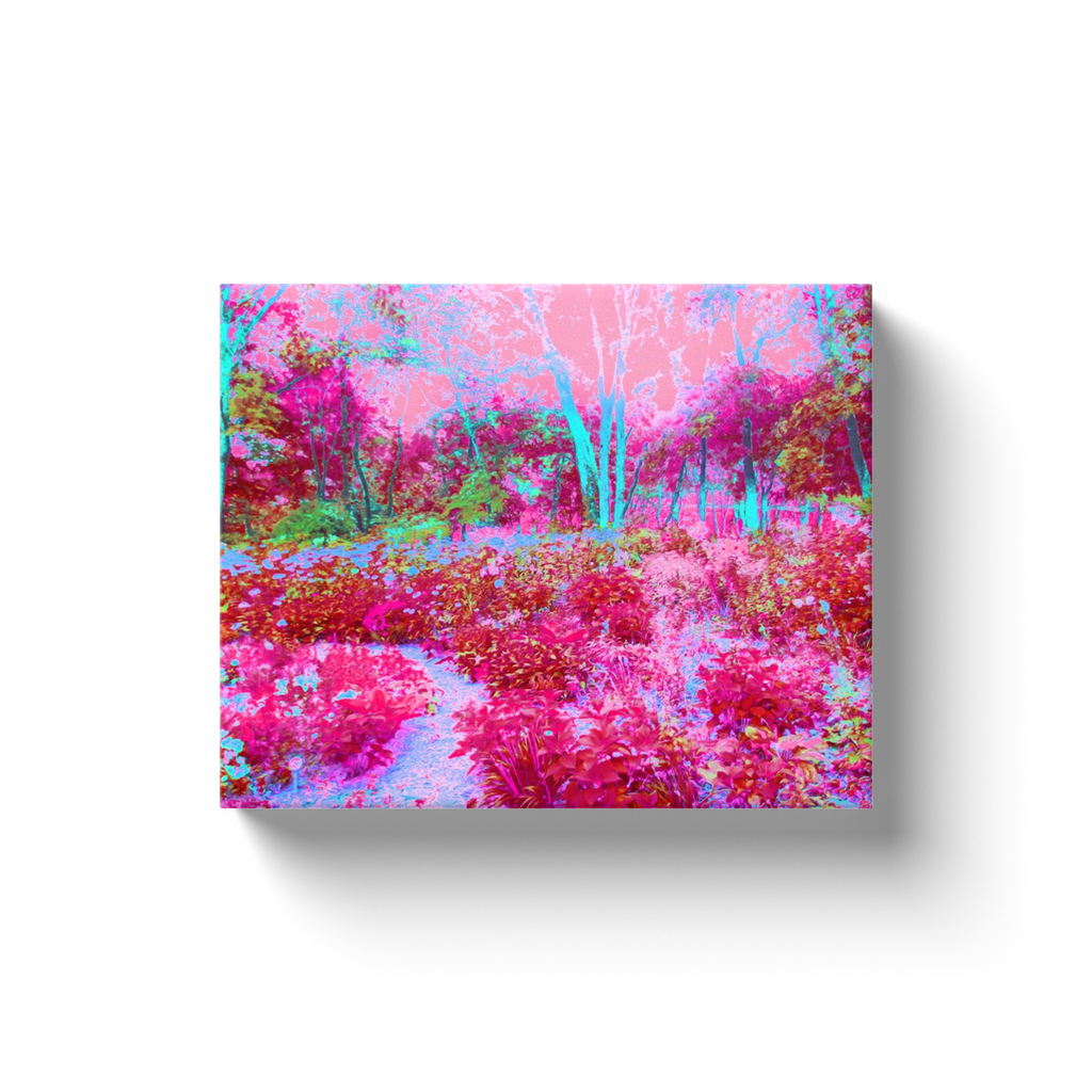 Canvas Wrapped Art Prints, Impressionistic Red and Pink Garden Landscape