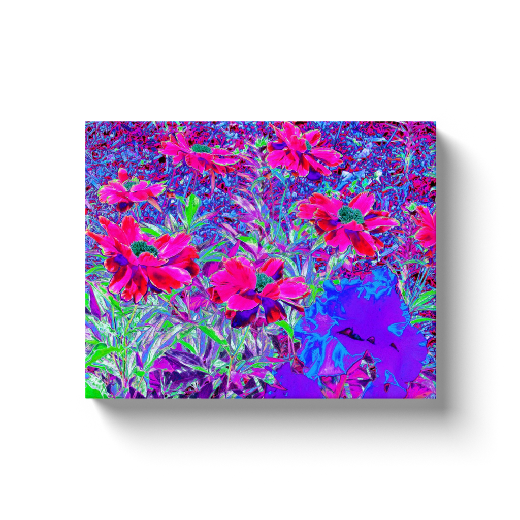 Canvas Wrapped Art Prints, Psychedelic Purple, Red and Magenta Flowers