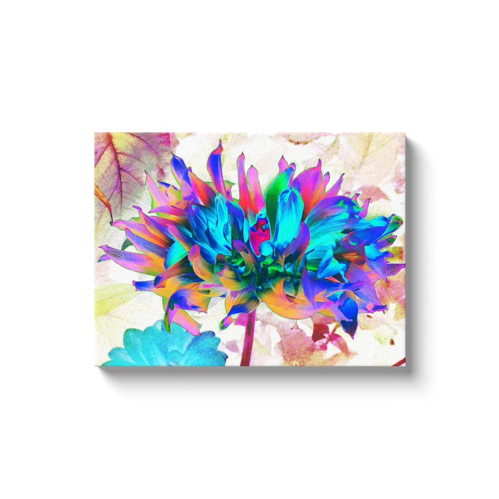 Canvas Wrapped Art Prints, Stunning Watercolor Rainbow Cactus Dahlia