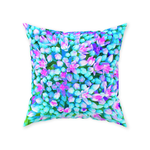 Floor Pillows, Blue and Hot Pink Succulent Sedum Flowers Detail