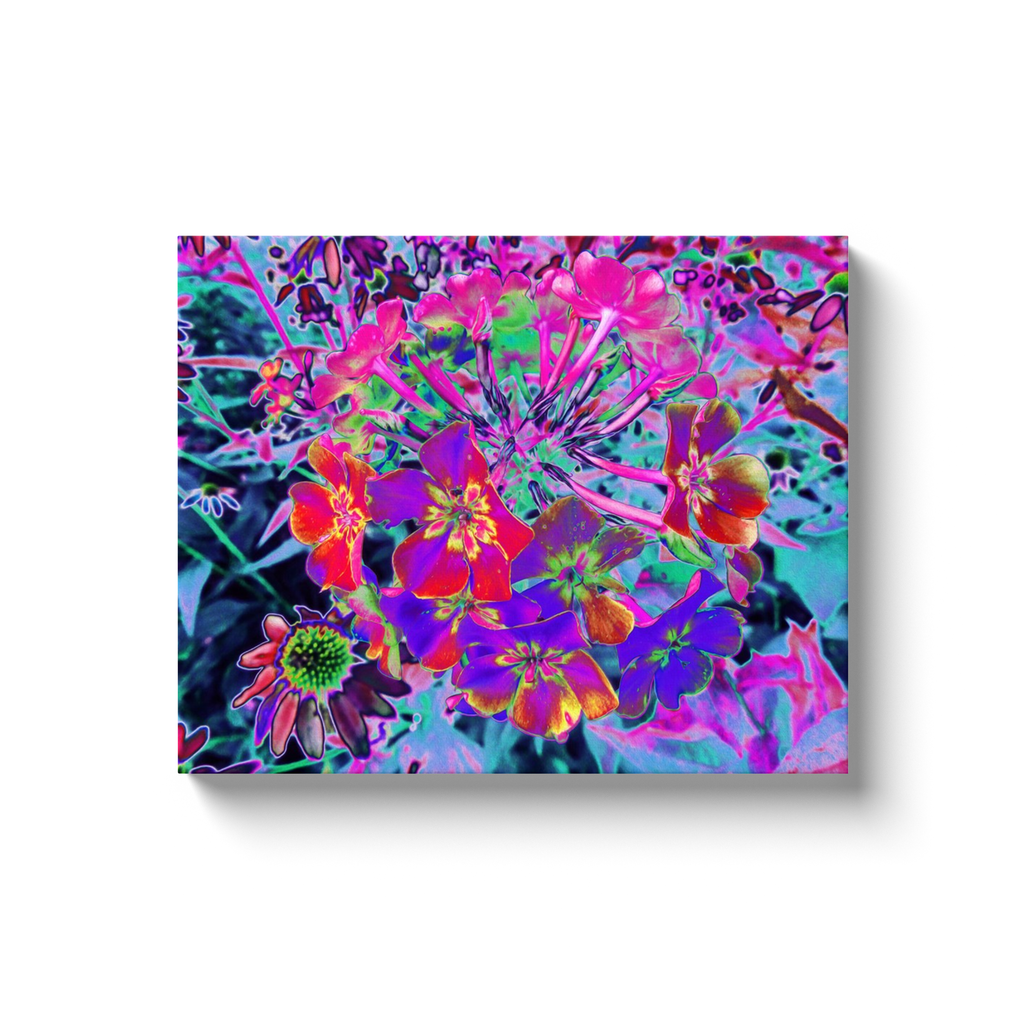 Canvas Wrapped Art Prints, Dramatic Psychedelic Colorful Red and Purple Flowers