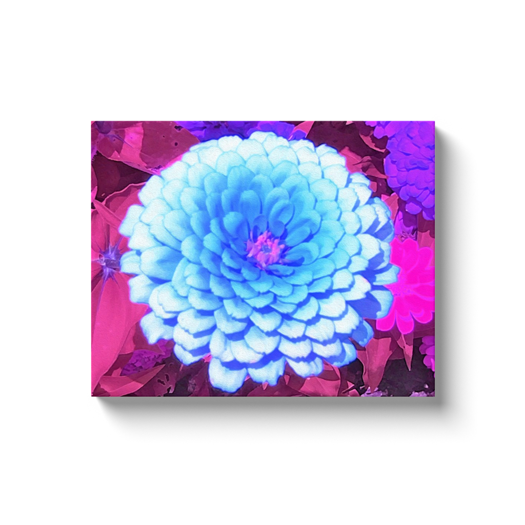 Canvas Wraps, Pretty Blue Zinnia in the Purple Summer Garden