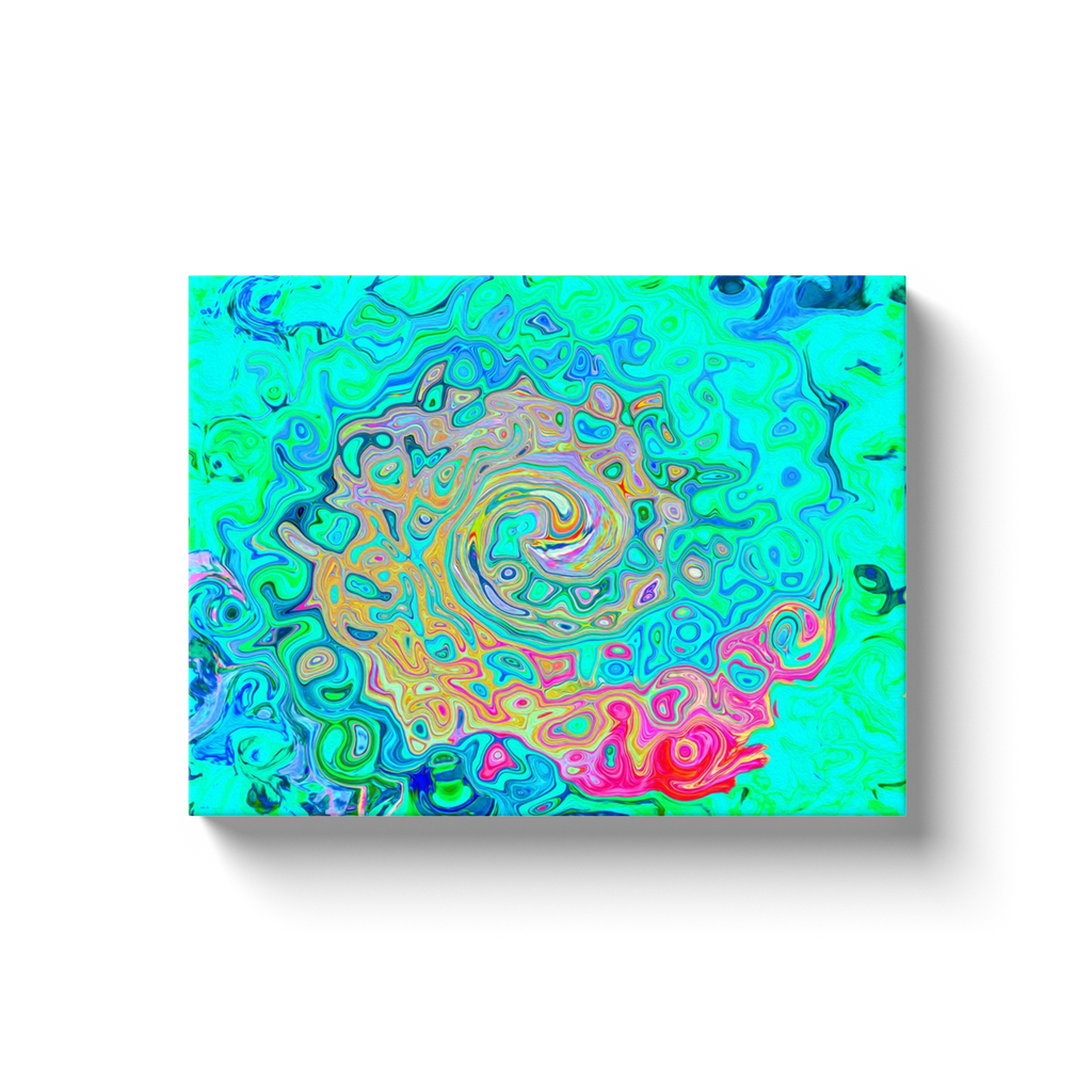 Canvas Wrapped Art Prints, Groovy Abstract Retro Rainbow Liquid Swirl