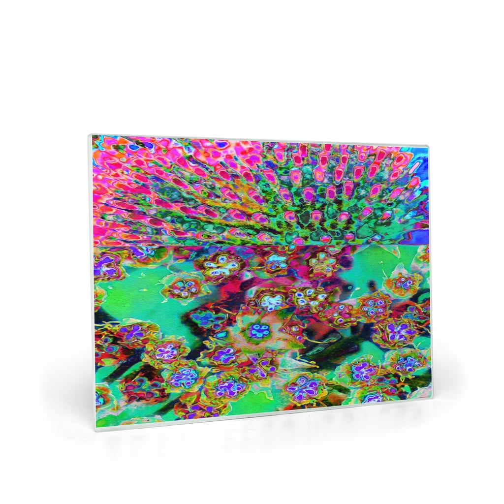 Glass Cutting Board, Psychedelic Abstract Groovy Purple Sedum