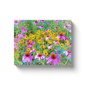 Canvas Wrapped Art Prints, Garden Medley of Yellow, Pink and Purple Flowers