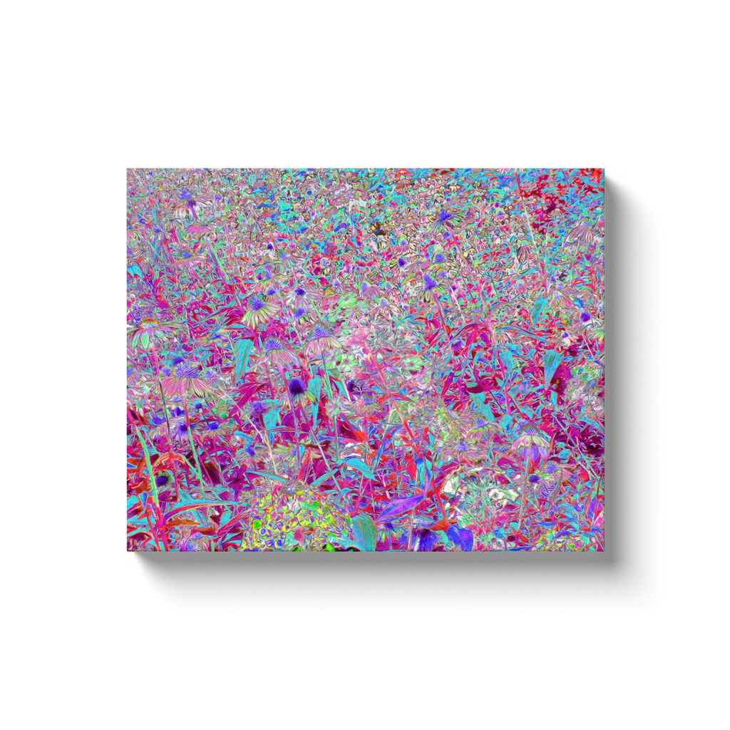 Canvas Wraps, Abstract Purple, Aqua and Pink Coneflower Garden