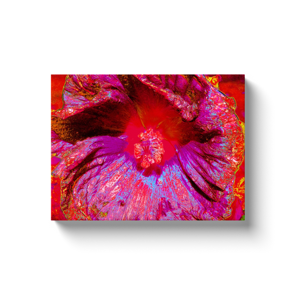 Canvas Wrapped Art Prints, Psychedelic Trippy Retro Red Hibiscus Flower