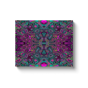 Canvas Wrapped Art Prints, Abstract Magenta and Teal Blue Groovy Retro Pattern