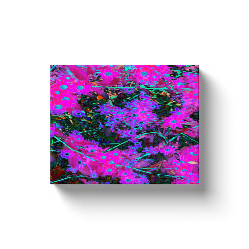 Canvas Wrapped Art Prints, Pretty Hot Pink, Magenta and Aqua Blue Flowers