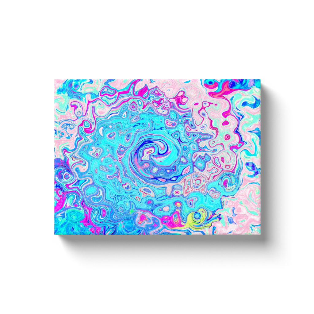 Canvas Wraps, Groovy Abstract Retro Robin's Egg Blue Liquid Swirl