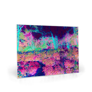 Glass Cutting Boards, Impressionistic Purple and Hot Pink Garden Landscape