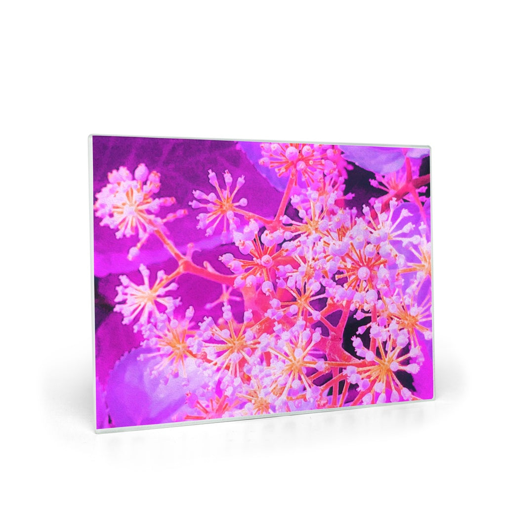 Glass Cutting Boards, Cool Abstract Retro Nature in Purple and Coral