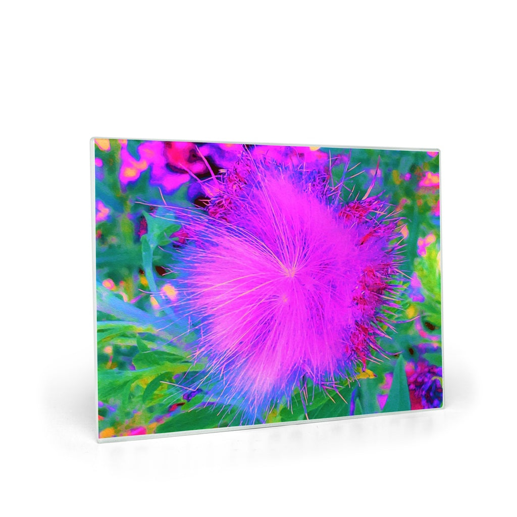 Glass Cutting Boards, Psychedelic Nature Ultra-Violet Purple Milkweed