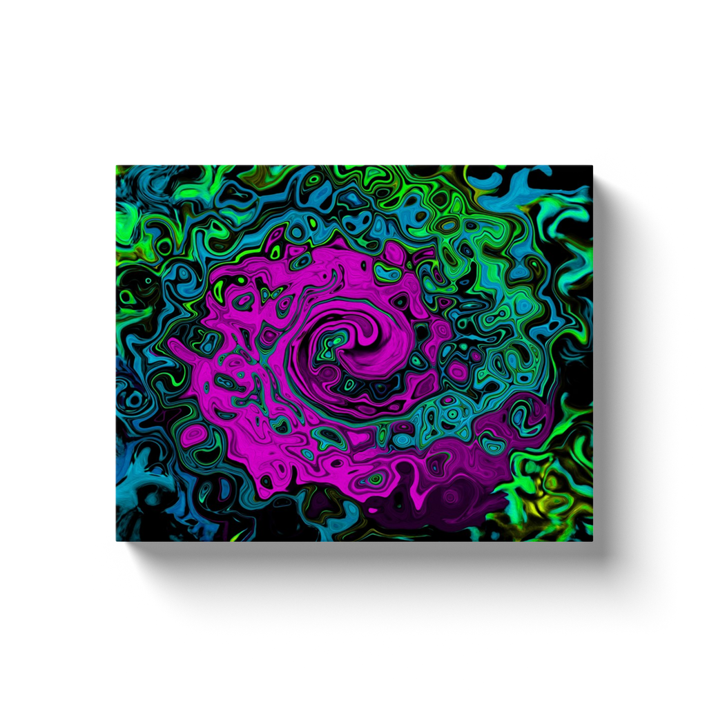 Canvas Wrapped Art Prints, Bold Magenta Abstract Groovy Liquid Art Swirl