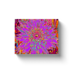 Canvas Wraps, Retro Psychedelic Purple and Orange Dahlia Flower