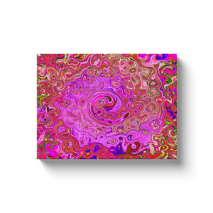 Canvas Wrapped Art Prints, Hot Pink Marbled Colors Abstract Retro Swirl
