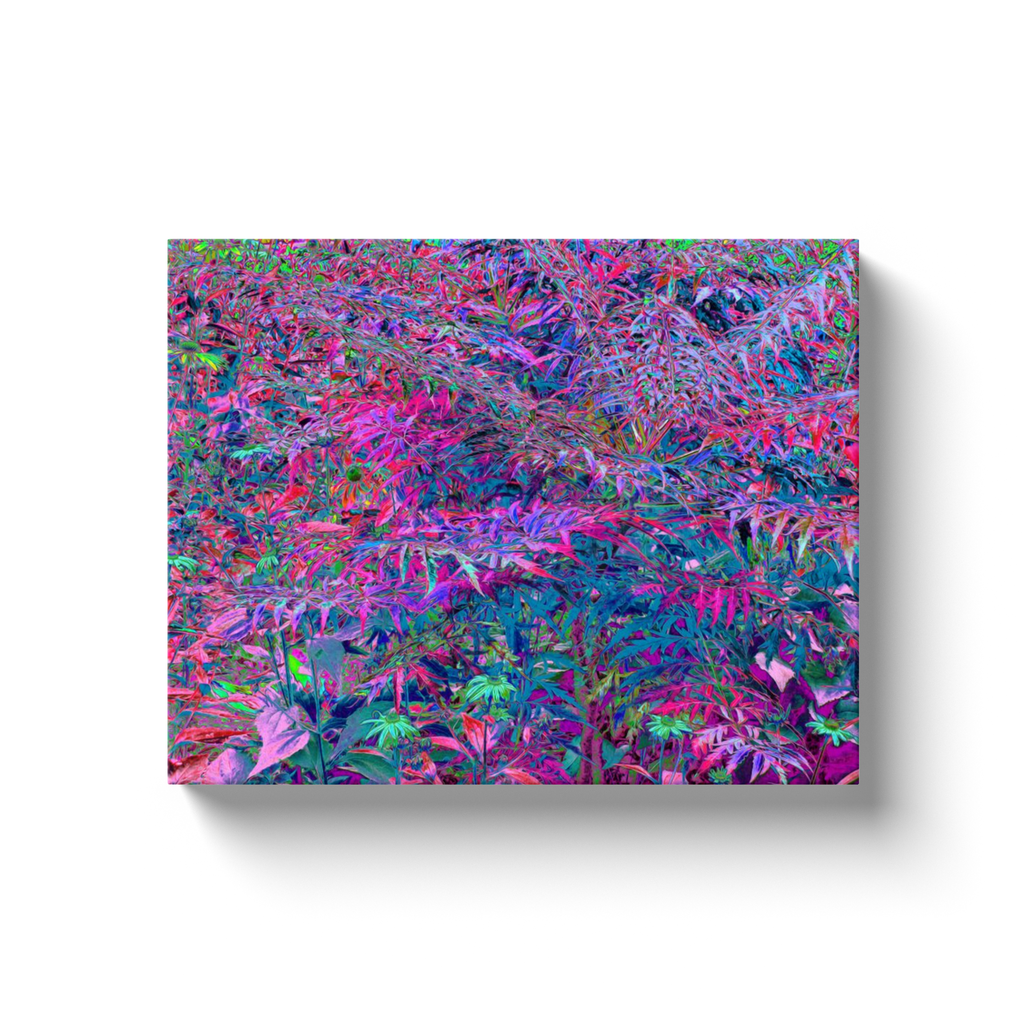 Canvas Wrapped Art Prints, Abstract Psychedelic Rainbow Colors Foliage Garden