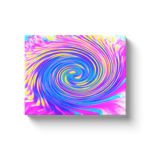 Canvas Wrapped Art Prints, Cool Abstract Pink Blue and Yellow Twirl