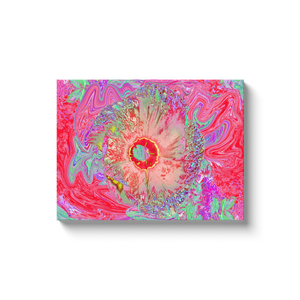 Canvas Wrapped Art Prints, Psychedelic Retro Coral Rainbow Hibiscus