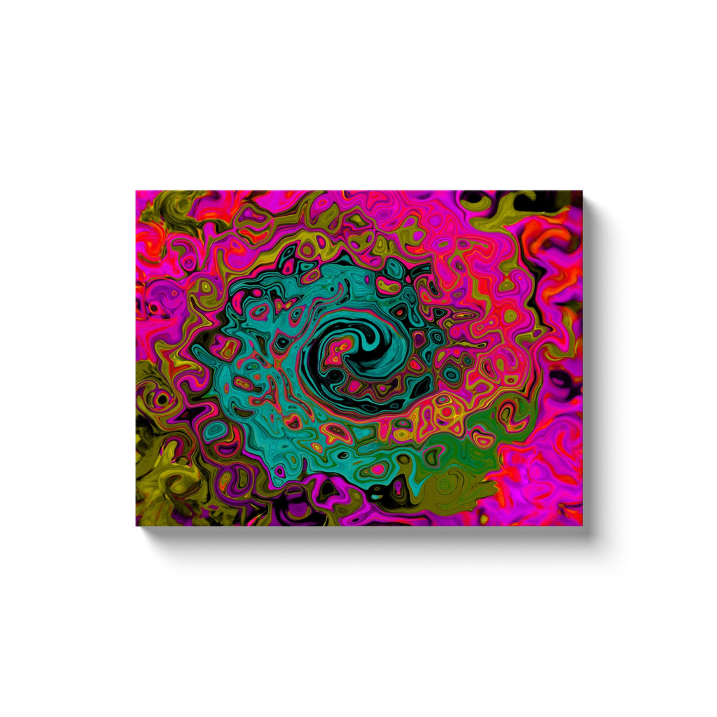Canvas Wrapped Art Prints, Trippy Turquoise Abstract Retro Liquid Swirl