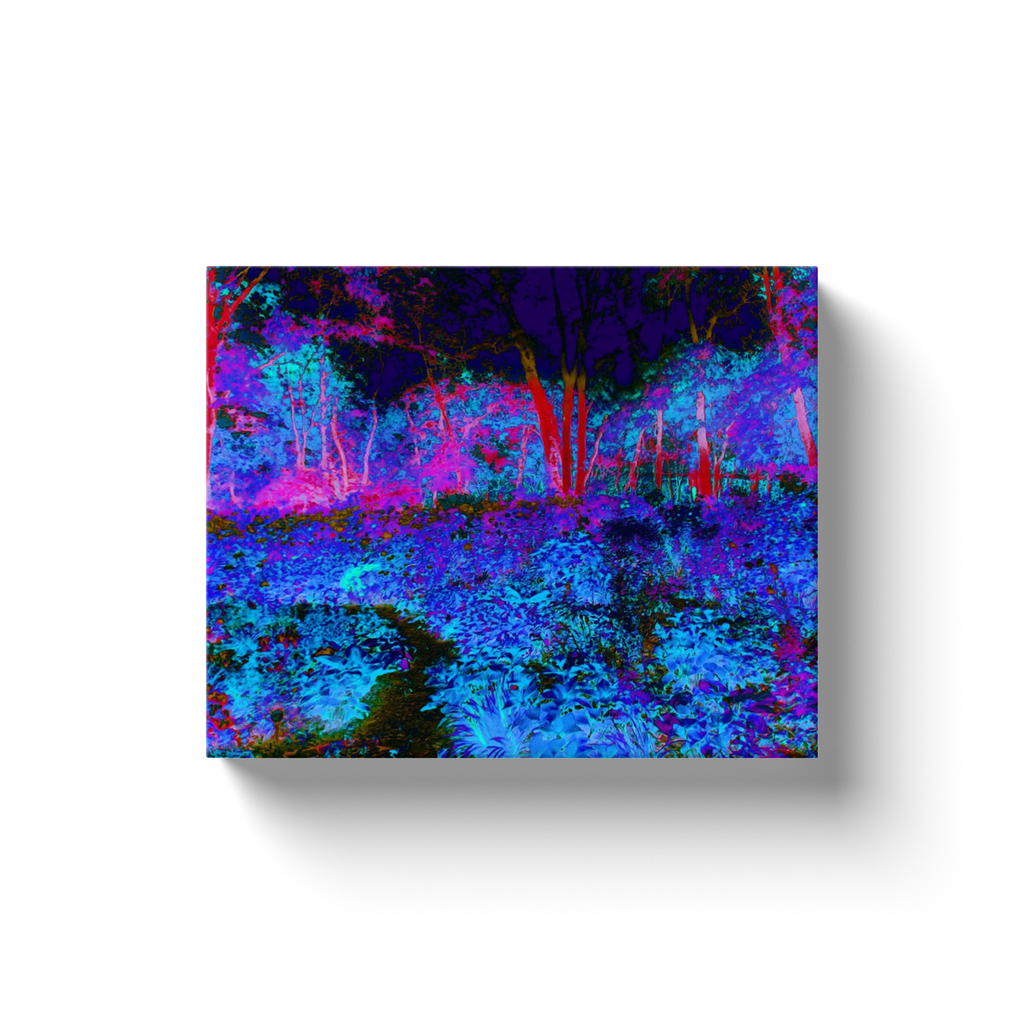 Canvas Wrapped Art Prints, Impressionistic Dark Blue and Red Garden Landscape