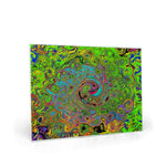 Glass Cutting Boards, Groovy Abstract Retro Lime Green and Blue Swirl