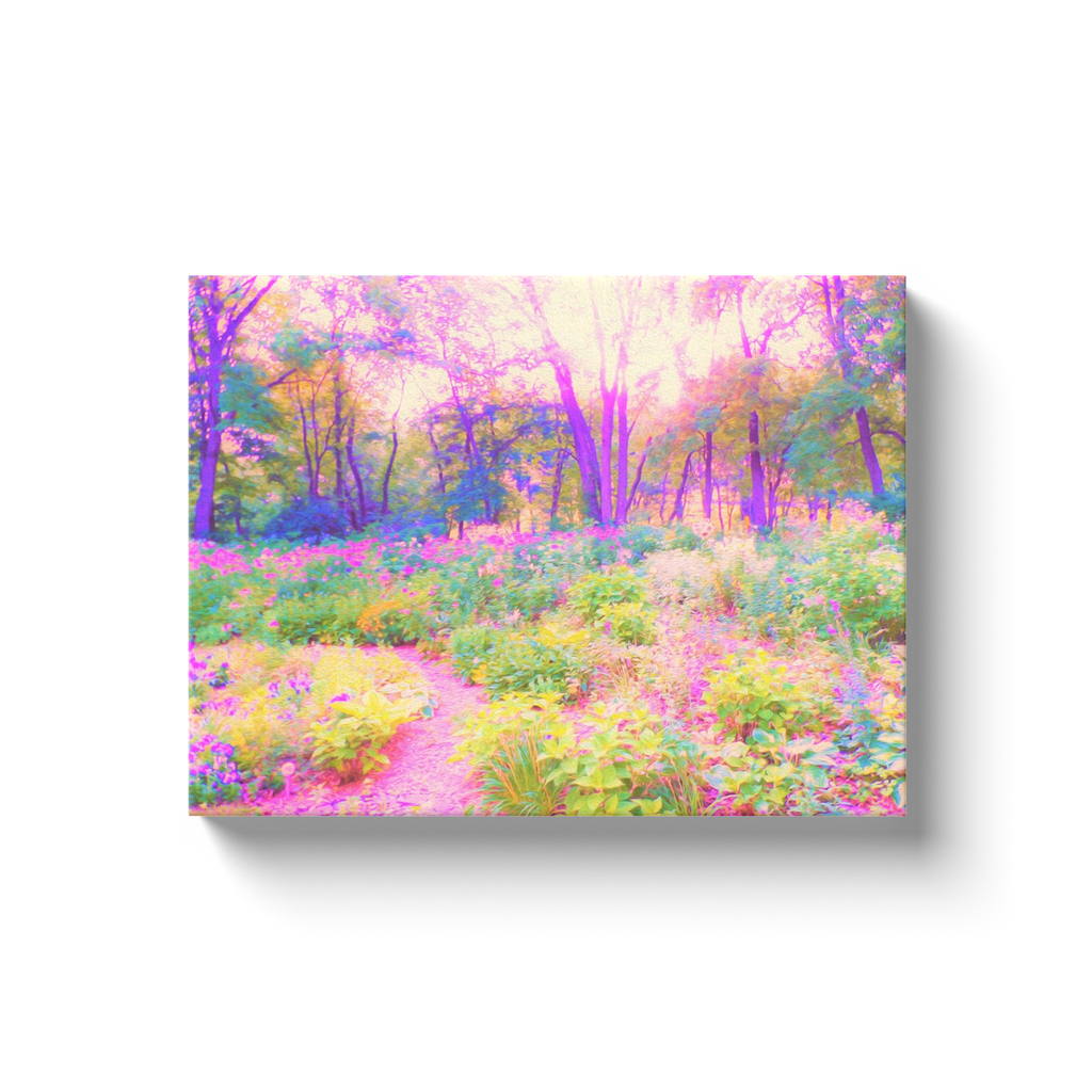 Canvas Wraps, Illuminated Pink and Coral Impressionistic Landscape