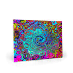 Glass Cutting Boards, Trippy Sky Blue Abstract Retro Liquid Swirl