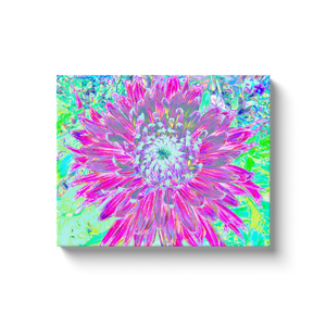 Canvas Wraps, Magenta and Light Blue Decorative Dahlia Detail