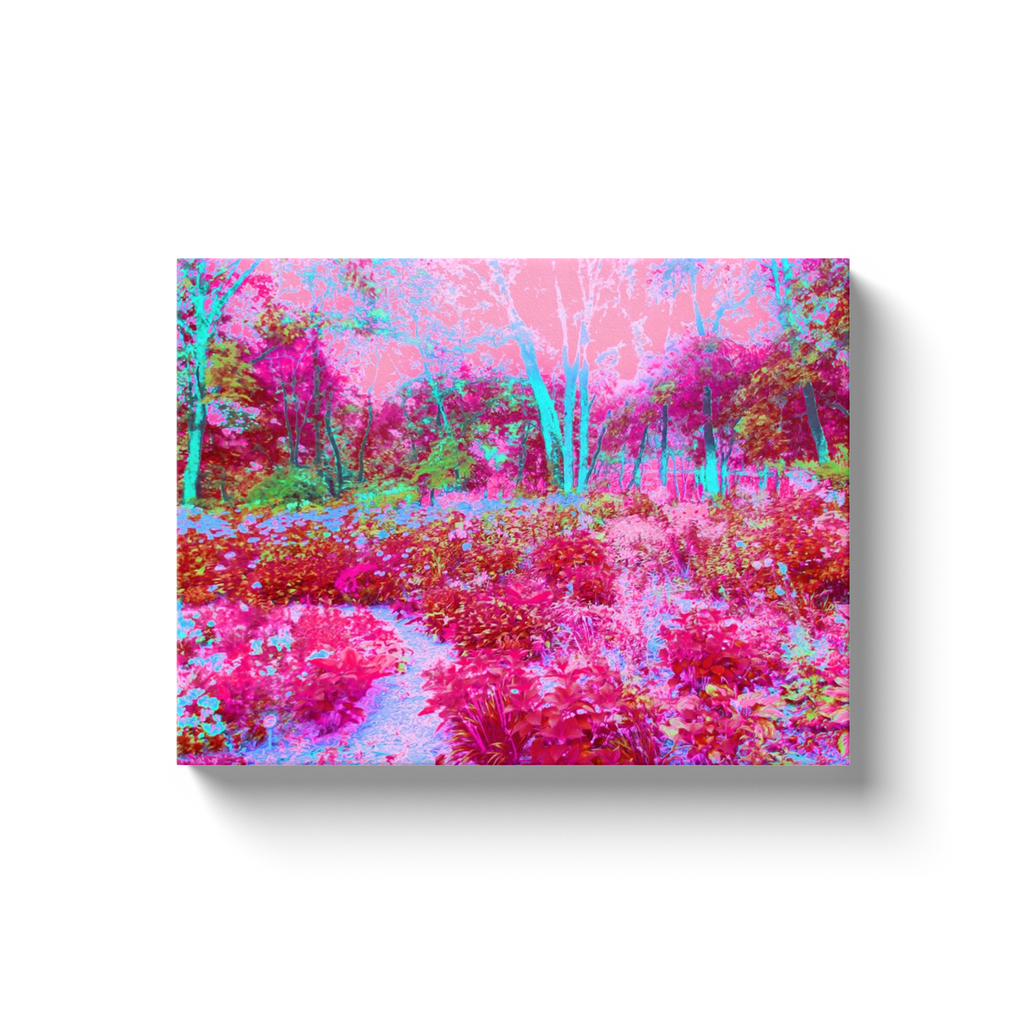 Canvas Wrapped Art Prints, Impressionistic Red and Pink Garden Landscape