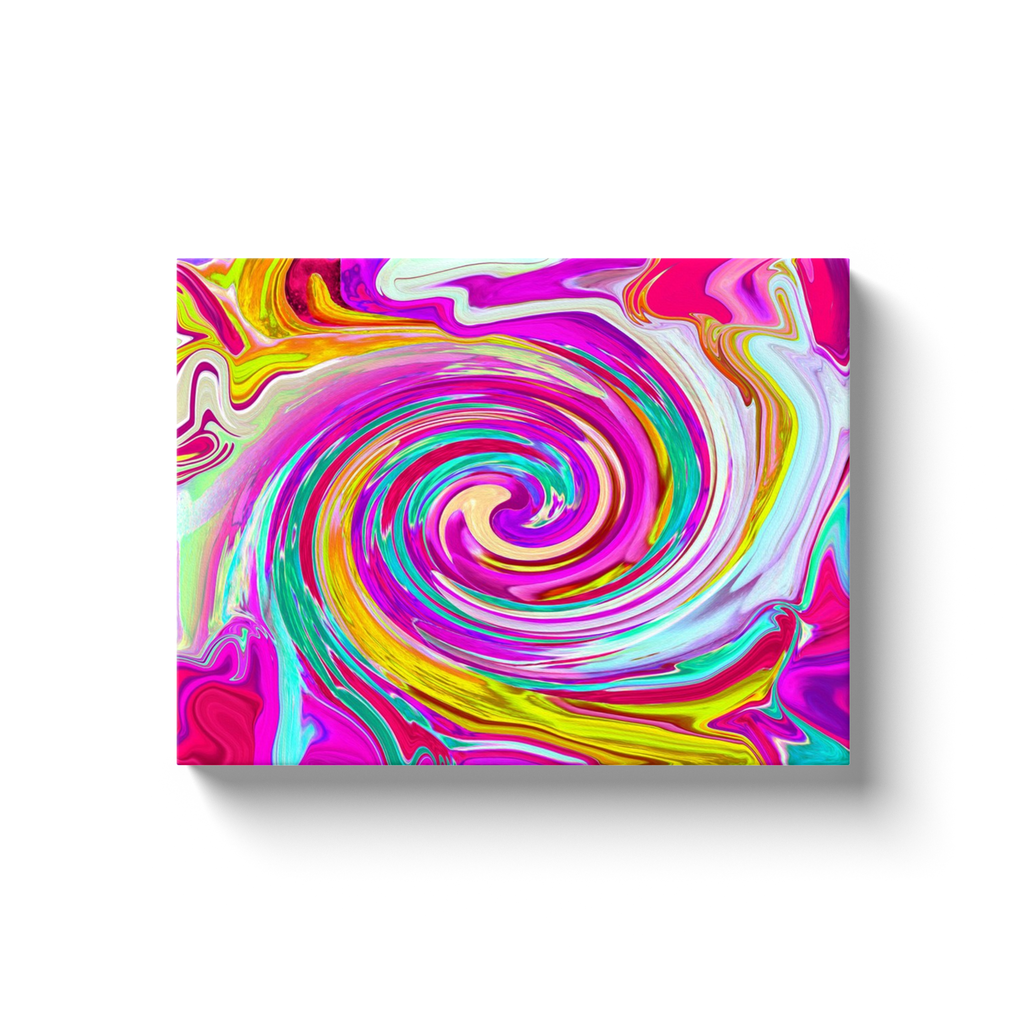 Canvas Wrapped Art Prints, Colorful Fiesta Swirl Retro Abstract Design