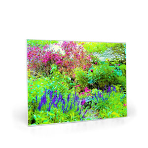 Glass Cutting Boards, Green Spring Garden Landscape with Peonies