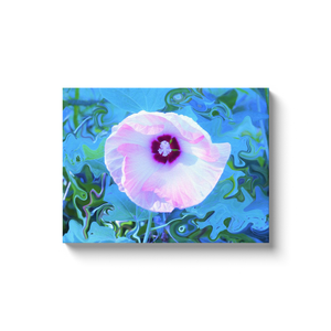 Canvas Wrapped Art Prints, Luna Pink Swirl Hibiscus Flower on Blue