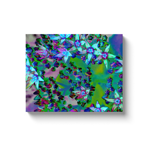 Canvas Wraps, Succulent Sedum Flowers in Aqua, Purple and Blue