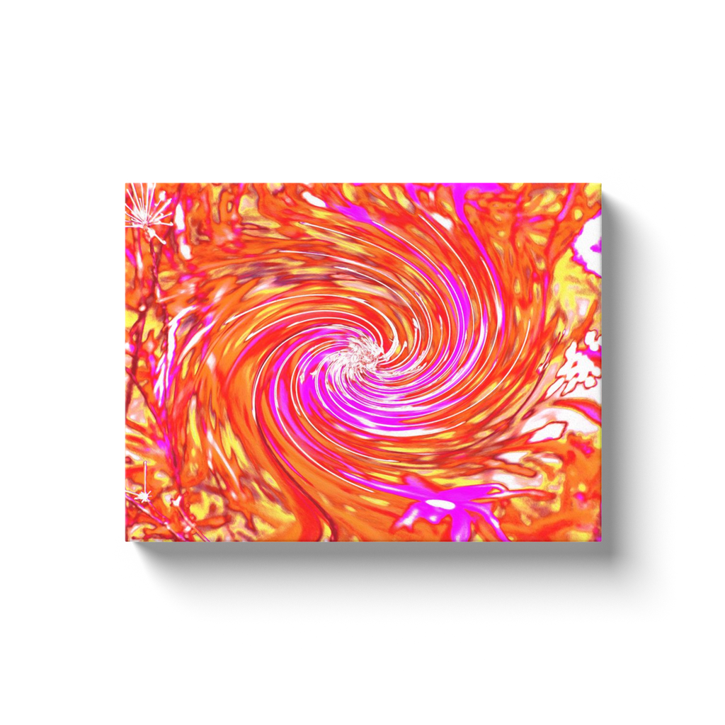 Canvas Wrapped Art Prints, Abstract Retro Magenta and Autumn Colors Floral Swirl