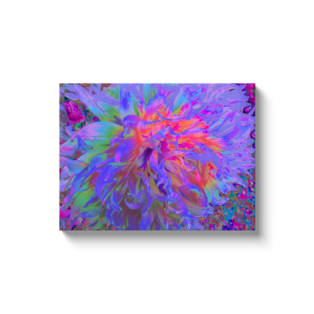 Canvas Wraps, Elegant Psychedelic Decorative Dahlia Flower