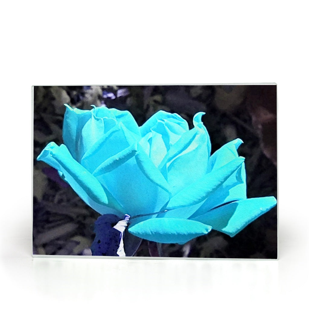 Glass Cutting Board, Cool Ice Blue Double Knockout Rose