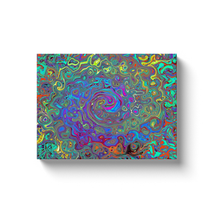 Canvas Wrapped Art Prints, Trippy Magenta and Blue Abstract Retro Swirl