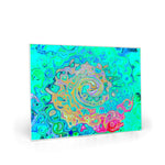 Glass Cutting Boards, Groovy Abstract Retro Rainbow Liquid Swirl